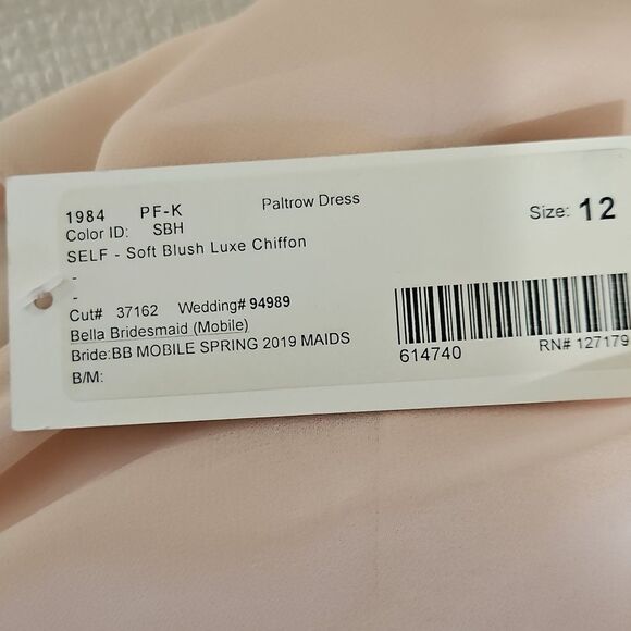 NWT Jenny Yoo Paltrow Gown Soft Blush Pink Luxe Ciffon Size 12 - Picture 10 of 14